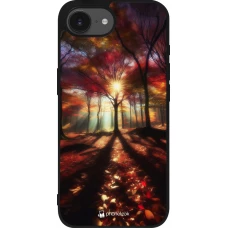 Coque iPhone 17e / 16e - Silicone rigide noir Automne doré glare
