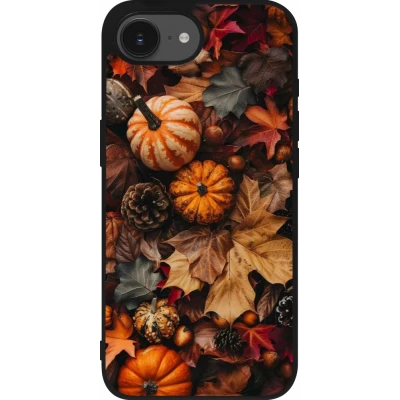 Coque iPhone 17e / 16e - Silicone rigide noir Autumn 25 Pumpkin