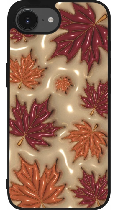 iPhone 17e / 16e Case Hülle - Silikon schwarz Autumn 26 3D leaves