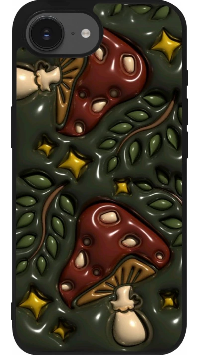 iPhone 17e / 16e Case Hülle - Silikon schwarz Autumn 26 3D mushrooms