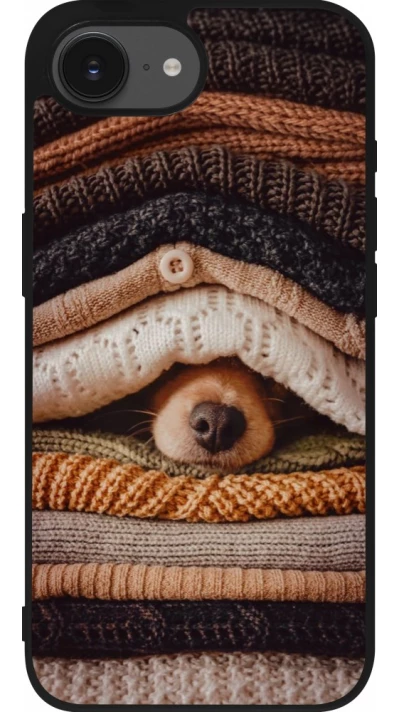 iPhone 17e / 16e Case Hülle - Silikon schwarz Autumn 26 Dog under the covers