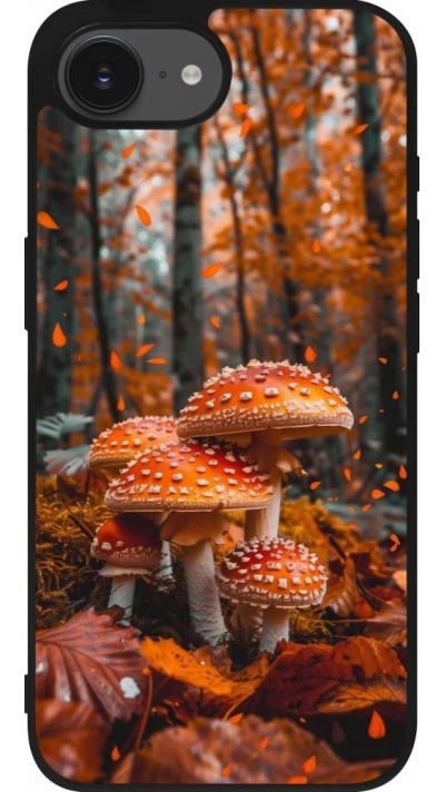 iPhone 17e / 16e Case Hülle - Silikon schwarz Autumn 26 Mushrooms in the woods