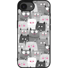Coque iPhone 17e / 16e - Silicone rigide noir Chats gris troupeau