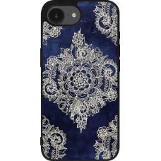 Coque iPhone 17e / 16e - Silicone rigide noir Cream Flower Moroccan