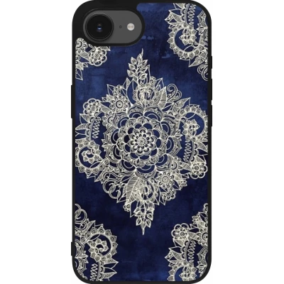 Coque iPhone 17e / 16e - Silicone rigide noir Cream Flower Moroccan
