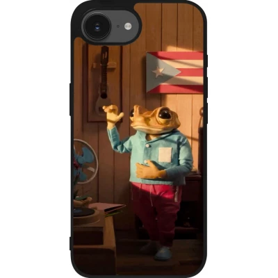 Coque iPhone 17e / 16e - Silicone rigide noir Dancing frog DTMF