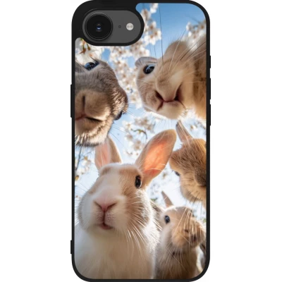 Coque iPhone 17e / 16e - Silicone rigide noir Easter 2026 Rabbits