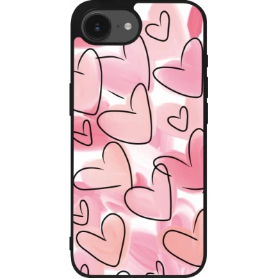Coque iPhone 17e / 16e - Silicone rigide noir Easter 2023 pink hearts