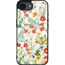 Coque iPhone 17e / 16e - Silicone rigide noir Flora Botanical Wildlife