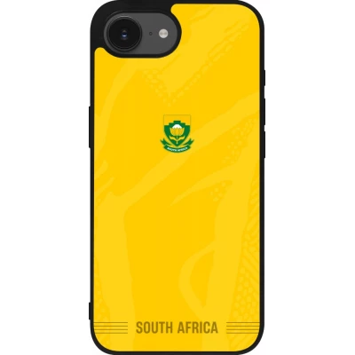 Coque iPhone 17e / 16e - Silicone rigide noir Maillot de football Afrique du Sud 2026 personnalisable