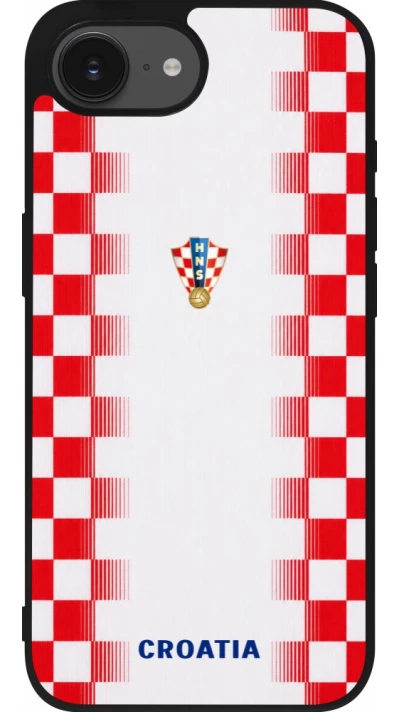 iPhone 17e / 16e Case Hülle - Silikon schwarz Kroatien 2026 personalisierbares Fussballtrikot