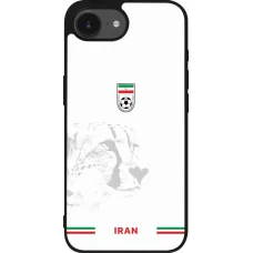 Coque iPhone 17e / 16e - Silicone rigide noir Maillot de football Iran 2026 personnalisable