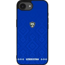Coque iPhone 17e / 16e - Silicone rigide noir Maillot de football Ouzbékistan 2026 personnalisable