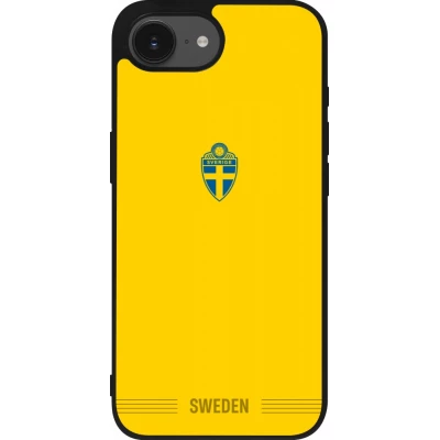 Coque iPhone 17e / 16e - Silicone rigide noir Maillot de football Suède 2026 personnalisable