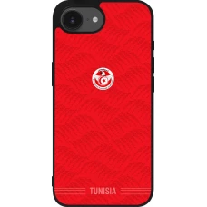Coque iPhone 17e / 16e - Silicone rigide noir Maillot de football Tunisie 2026 personnalisable