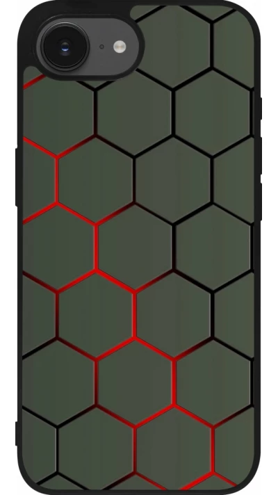 Coque iPhone 17e / 16e - Silicone rigide noir Geometric Line red
