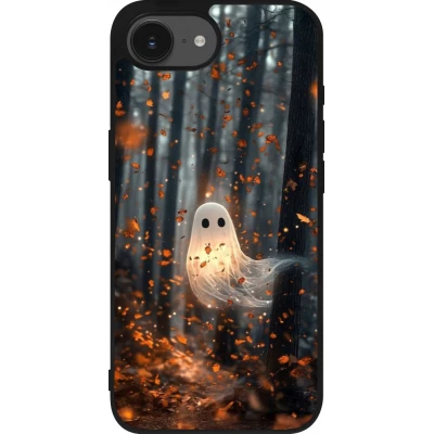 Coque iPhone 17e / 16e - Silicone rigide noir Halloween 2025 Ghost in the forest