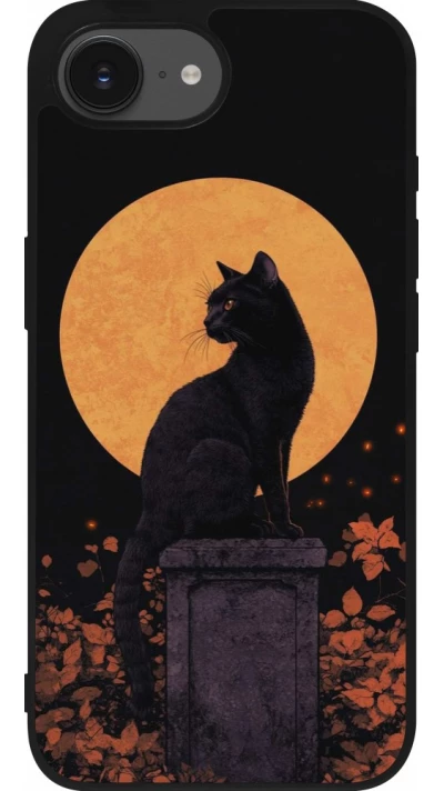 iPhone 17e / 16e Case Hülle - Silikon schwarz Halloween 2026 Cat Art Nouveau