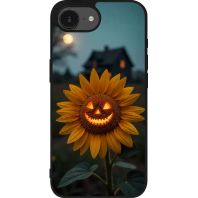 Coque iPhone 17e / 16e - Silicone rigide noir Halloween 2026 Evil Sunflower