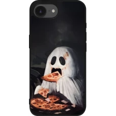 iPhone 17e / 16e Case Hülle - Silikon schwarz Halloween 2026 Ghost eating pizza