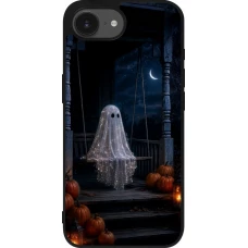 iPhone 17e / 16e Case Hülle - Silikon schwarz Halloween 2026 Ghost on a swing