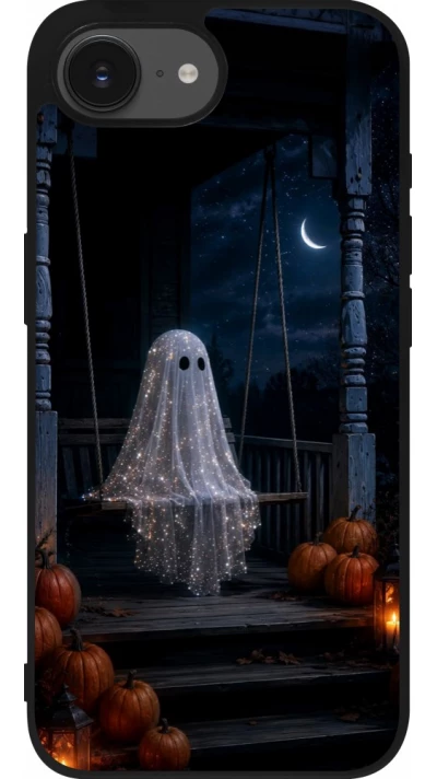 iPhone 17e / 16e Case Hülle - Silikon schwarz Halloween 2026 Ghost on a swing