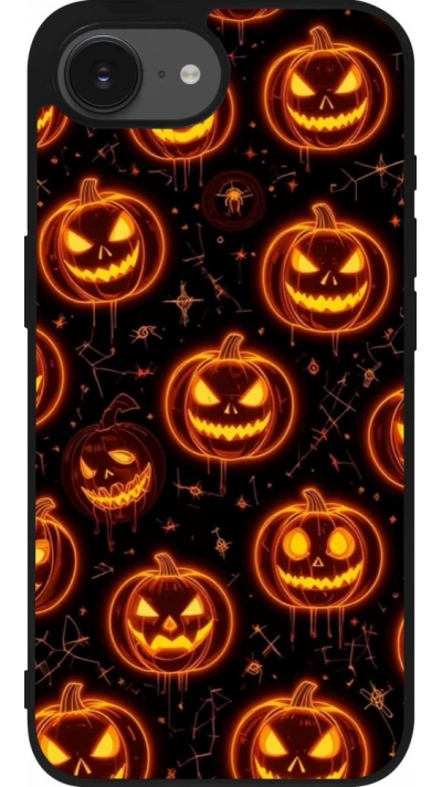 iPhone 17e / 16e Case Hülle - Silikon schwarz Halloween 2026 Pattern Pumpkins