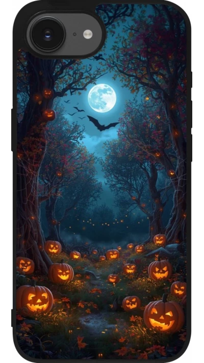iPhone 17e / 16e Case Hülle - Silikon schwarz Halloween 2026 Road of Pumpkins