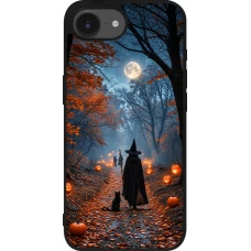 iPhone 17e / 16e Case Hülle - Silikon schwarz Halloween 2026 Witch with a cat