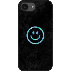 Coque iPhone 17e / 16e - Silicone rigide noir Happy smiely irisé