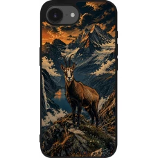 iPhone 17e / 16e Case Hülle - Silikon schwarz Linocut Gämse