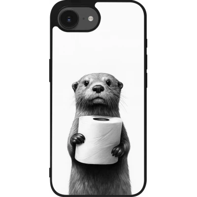 Coque iPhone 17e / 16e - Silicone rigide noir Loutre papier de toilette
