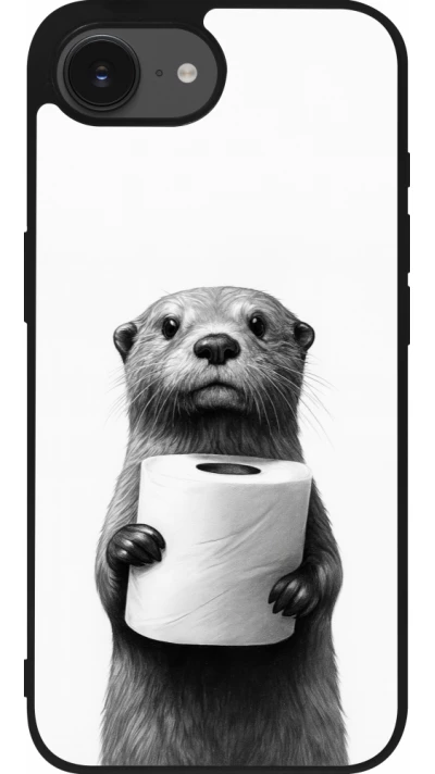 Coque iPhone 17e / 16e - Silicone rigide noir Loutre papier de toilette