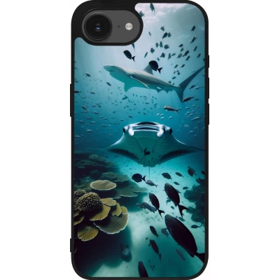 Coque iPhone 17e / 16e - Silicone rigide noir Manta Lagon Nettoyage