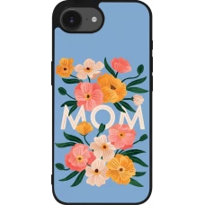 Coque iPhone 17e / 16e - Silicone rigide noir Mom 2026 Flowers