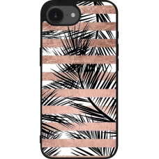 iPhone 16e Case Hülle - Silikon schwarz Palm trees gold stripes