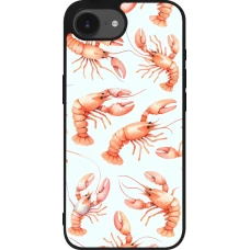 iPhone 16e Case Hülle - Silikon schwarz Muster von pastellfarbenen Hummern