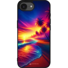 iPhone 16e Case Hülle - Silikon schwarz Strand Sonnenuntergang auffällig