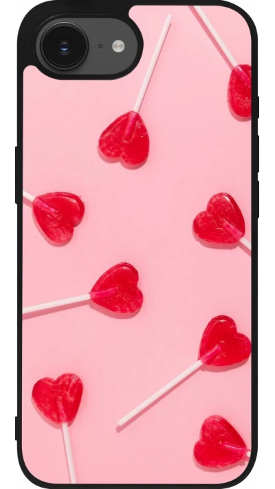Coque iPhone 17e / 16e - Silicone rigide noir Saint Valentines Day 26 Lollipop