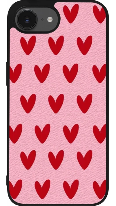 Coque iPhone 17e / 16e - Silicone rigide noir Saint Valentines Day 26 Pattern heart