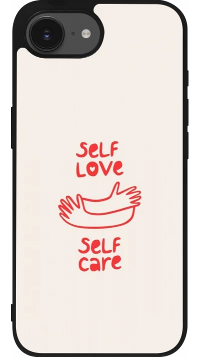 Coque iPhone 17e / 16e - Silicone rigide noir Saint Valentines Day 26 Self love self care