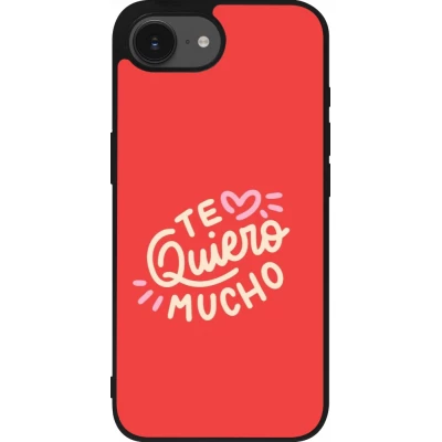 Coque iPhone 17e / 16e - Silicone rigide noir Saint Valentines Day 26 Te quiero mucho