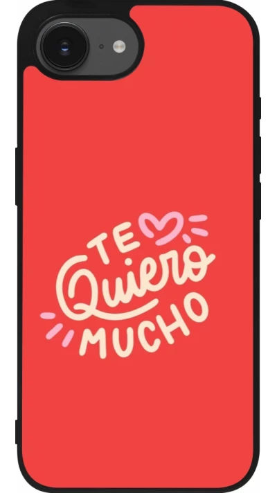 Coque iPhone 17e / 16e - Silicone rigide noir Saint Valentines Day 26 Te quiero mucho