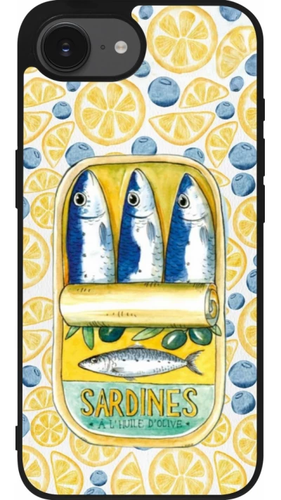Coque iPhone 17e / 16e - Silicone rigide noir Sardines in oil 2026