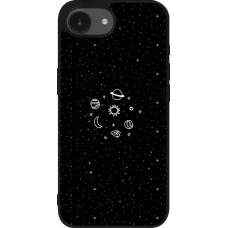 Coque iPhone 17e / 16e - Silicone rigide noir Space Doodle