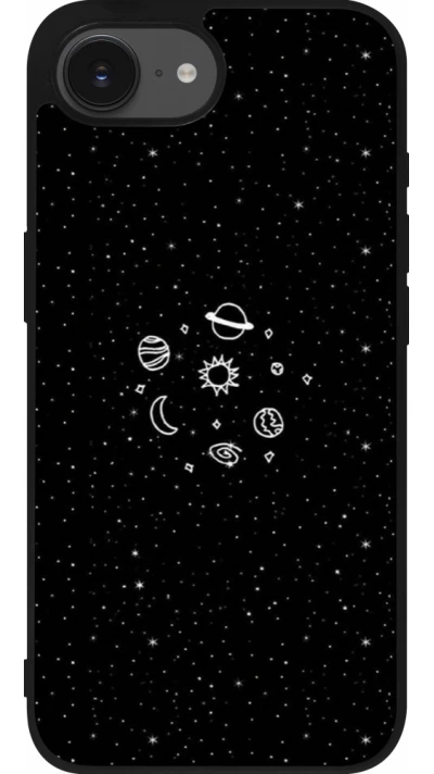 Coque iPhone 17e / 16e - Silicone rigide noir Space Doodle