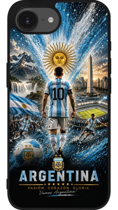 iPhone 17e / 16e Case Hülle - Silikon schwarz Fussball Argentinien splash 2026