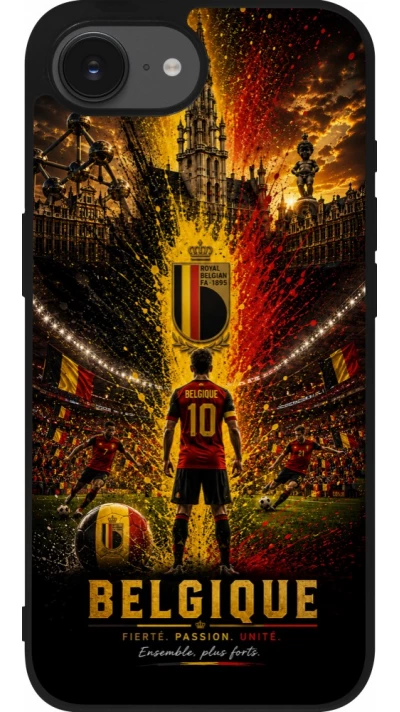 iPhone 17e / 16e Case Hülle - Silikon schwarz Fussball Belgien splash 2026