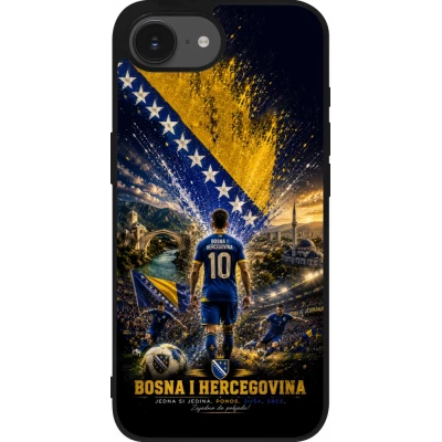 Coque iPhone 17e / 16e - Silicone rigide noir Football Bosnie-Herzégovine splash 2026