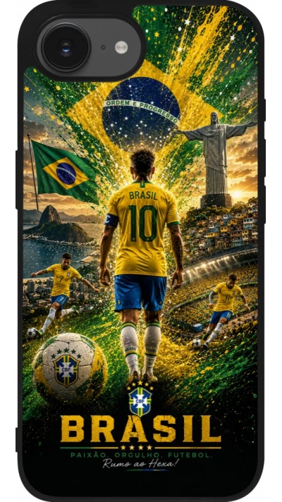 iPhone 17e / 16e Case Hülle - Silikon schwarz Fussball Brasilien splash 2026